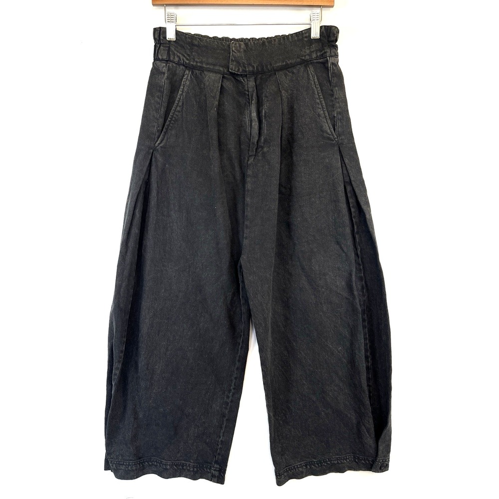 Free People Womens Cool Harbor Wide Leg Pleated Pants Size XS Black Barrel Boho - Picture 2 of 14